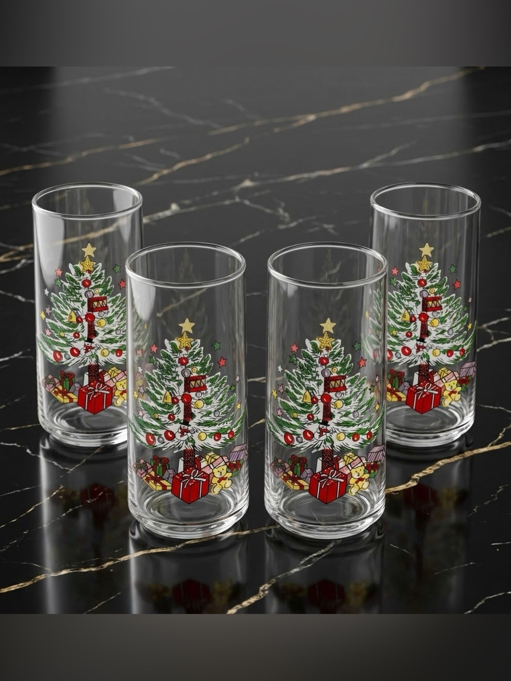 Christmas Tree by HOME TRENDS 15oz Glasses Set Of 4